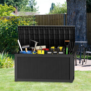 View 260-gallon large outdoor storage XL outdoor box, suitable for garden furniture, outdoor cushions, garden tools, sports equipment and pool supplies. Made of waterproof resin material, lockable, in gray color scheme. image 2