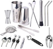 View 17pc Stainless Steel Cocktail Shaker Set Ice Strainer Clip Mixing Spoon Measure Cup Bar Tools Cocktail Set Can Opener Ice Shovel image 1