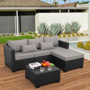 View 3 Pieces Patio Furniture Set with Ottoman and Outdoor Storage Table image 3