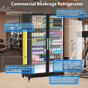 View Commercial Refrigerator, Glass Door with LED Lighting – Upright Beverage Display Cooler for Home, Store, Gym, or Office, Featuring Double Swing Doors and 39 cu.ft image 3