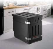 View Food tray transportation box, 95-gallon insulated box for the catering industry, LLDPE food tray box with double clasps, front-mounted food heater with handle, suitable for stacking end loaders in restaurants, canteens, etc. black image 2