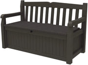 View 70 Gallon Storage Bench Deck Box for Patio Furniture, Front Porch Decor and Outdoor Seating -- Perfect to Store Garden Tools and Pool Toys, Brown image 1