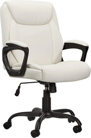 View Classic PU surface, back-adjustable height office computer desk and chair, with armrests, size: 26 inches wide x 23.75 inches long x 42 inches high, black version image 2