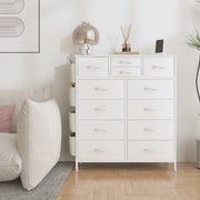 View 12 Drawer Fabric Dresser, Tall Bedroom Chest of Drawers with Storage image 6