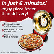 View Electric Pizza Oven with Ceramic Stone, Viewing Window, Adjustable Heat Control, Timer and 1200W Baking Power, DIY Homemade Pizzeria, Large 12-- Pie Capacity (Black) image 4