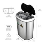 View 18 Gallon Dual Compartment Motion Sensor Trash Can, Automatic Hands-Free Kitchen Garbage Bin image 2