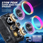 View Peak Party Large Bluetooth Speaker - Maximum Volume Amplifier / 12 Custom Low-End Units / Up to 125 Decibels for 6.5-inch x 2 Low-End Speakers / Deepest Bass Effect, Large Portable Wireless Speaker, IPX5 Water Resistance Rating / Microphone Jack / RJ image 3