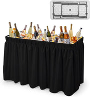 View 4 feet black ice crystal table, portable rear panel camping fishing cleaning table, plastic material with matching skirt, suitable for parties, barbecues, camping and picnics as an ice chest image 1