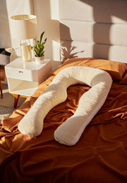 View Body Pillow | Elegant U-shaped Pregnancy Pillow - Organic Bamboo Fiber Cotton - Crushed Cooling Gel Filling - Ergonomic Design - Dual-Sided Use - Washable image 2