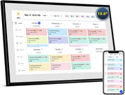 View 21.5 Inch Digital Calendar, Electronic Chore Chart, Smart Weekly and Monthly Planner 1920 * 1080P IPS Touchscreen Wall and Desk Calendar for Family Schedules, White image 2