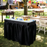 View 4 feet black ice crystal table, portable rear panel camping fishing cleaning table, plastic material with matching skirt, suitable for parties, barbecues, camping and picnics as an ice chest image 2