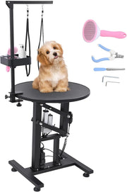 View Electric Hydraulic Lift Pet Dog Grooming Table, 24Inch 360° Rotating Grooming Desktop for Small Dogs, with Overhead Arm, Wireless Remote, Tool Organizer, Black image 3
