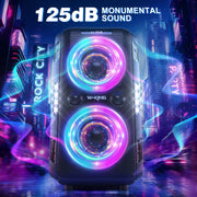 View Peak Party Large Bluetooth Speaker - Maximum Volume Amplifier / 12 Custom Low-End Units / Up to 125 Decibels for 6.5-inch x 2 Low-End Speakers / Deepest Bass Effect, Large Portable Wireless Speaker, IPX5 Water Resistance Rating / Microphone Jack / RJ image 4
