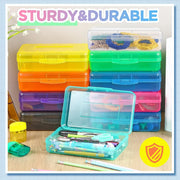 View 100-piece set. Large-capacity transparent pencil case. Large-capacity hard plastic crayon case. Large-capacity classroom storage box. Suitable for both boys and girls (in various colors) image 4