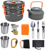 View Camping cooking set - picnic cooking pot set - outdoor hiking and barbecue tableware set - camping travel supplies set including frying pan, water jug and stove image 1