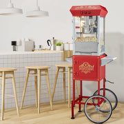 View Popcorn machine, 12-ounce pot capacity, 1440-watt countertop popcorn machine, can produce 80 cups per batch, cinema-style popcorn machine, equipped with 3 switches for control, steel frame, tempered glass door, 1 pot, 2 spoons, red version image 2