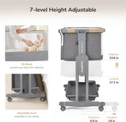 View Maydolly Baby Bassinet Bedside Crib, 3-in-1 Baby Bassinet Bedside Bed with Mattress and Soft, Breathable Sheet, 7-Height Adjustable, Stable and Reliable Crib for Nursery image 3