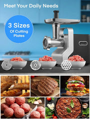 View Meat Grinder Heavy Duty, 3000W Max Ultra Powerful, 5 in 1 HOUSNAT Multifunction Electric Meat Grinder, Sausage Stuffer, Slicer/Shredder/Grater, Kubbe & Tomato Juicing Kits, Home Kitchen Use image 3