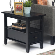 View 14" Wide Solid Wood Narrow Side Table, Rectangle Transitional Style Accent Table image 1