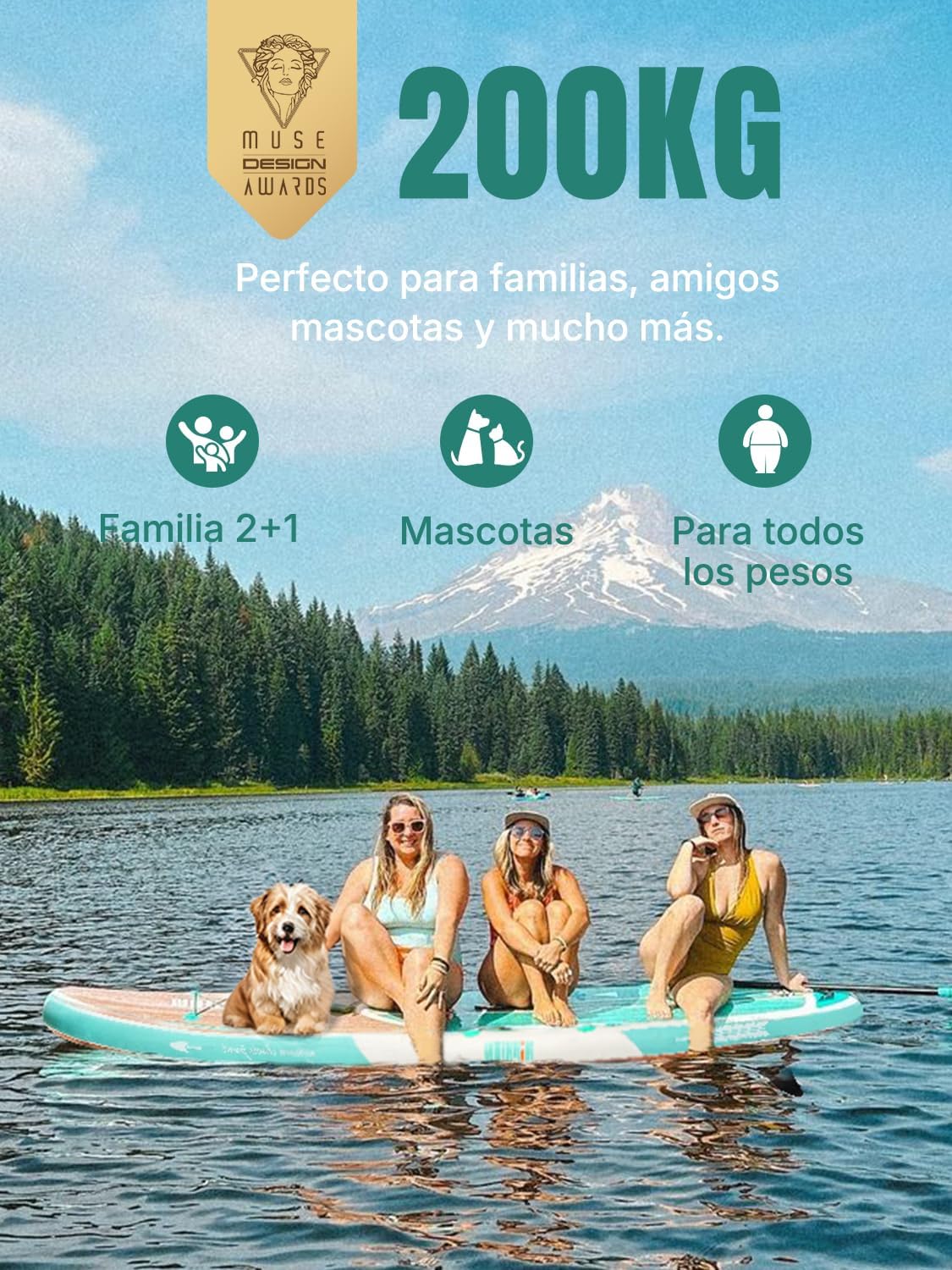 Niphean Tabla Paddle Surf Hinchable para Adultos con Todos los Accesorios, 320cm Paddle Surf Hinchable para Todos los Niveles, Sup Capacidad 200kg