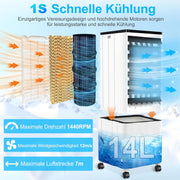 View Klimagerät ohne Abluftschlauch, 14L 60W Klimaanlage Mobil mit 12H Timer, 3 Modus, 40dB, 120°Oszillation, Abnehmbare Wassertank, Fernbedienung, Leise image 2