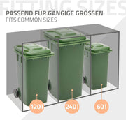 View ML-Design Mülltonnenbox 3er 3 Tonnen 240L 200x80x116,3cm Anthrazit-Holzoptik, Stahl wetterfest/abschließbar Mülltonnenverkleidung Klappdeckel/3 Türen, image 5