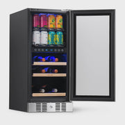 View Newair 15 Dual Zone Beverage Cooler with Removable Beech Wood Shelves, Stainless Steel image 5