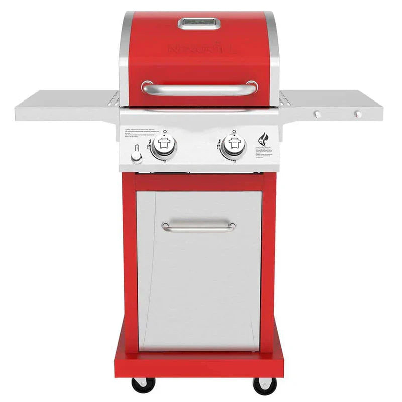 2-Burner Propane Gas Grill, 28,000 BTU, Stainless Steel, Red