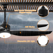 View Deckenventilator mit Beleuchtung und Fernbedienung IP65 Wasserdicht Aussen Ventilator Dimmbar Fan Deckenleuchte Moderne Lampe mit Ventilator Leise image 2