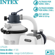 View Intex Depuradora Arena Krystal Clear 3.500 l/h Skimmer Deluxe Filtro 3.028 l/h Easy Set-Metal Frame, 49x43x34 cm, Color Blanco image 4