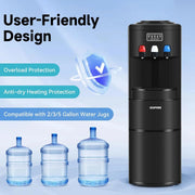 View 3-in-1 Hot & Cold Water Cooler with Built-in Ice Maker – Top Loading for 3-5 Gallon Bottles, Child Safety Lock, Black image 5