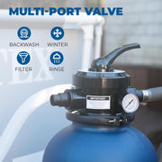 View 13-inch sand filter, 0.75 horsepower, swimming pool pump, 2400 gallons per hour, suitable for outdoor swimming pool package, multi-interface valve, maximum capacity 10000 gallons, 1-1/4 inch NPT interface image 2