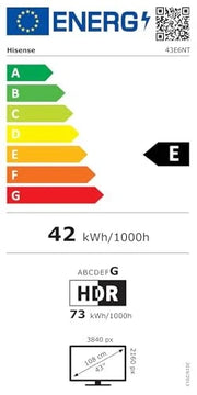 View Hisense 43E6NT 108cm (43 Zoll) Fernseher, 4K UHD Smart TV, Precision Colour, HDR, Dolby Vision, 60Hz, Triple Tuner DVB-C/S/S2/T/T2, WiFi, HDMI 2.1, image 2