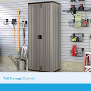 View 72-Inch Platinum Resin Storage Cabinet with Durable Double-Wall Construction, and Metal-Reinforced Shelves for Basement, Utility Room and Garage Storage, Platinum, Made in the USA image 3