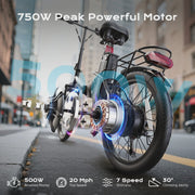 View AIRWEST 20 in Foldable Electric Bike for Adults, Compact Commuter eBike with 500W Motor 750W Peak, Removable 48V 7.8Ah Battery, 50 Miles PAS... image 2