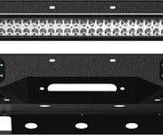 View for Tacoma 3rd Gen Stubby Front Bumper Compatible with 2016 2017 2018 2019 2020 2021 2022 2023 Toyota Tacoma with Skid Plate, Winch Plate, License Plate Frame, LED Lights & D-rings, Black image 4