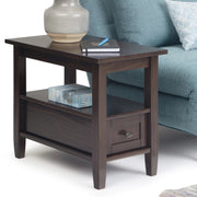 View 14" Wide Solid Wood Narrow Side Table, Rectangle Transitional Style Accent Table image 3