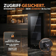View Sommertal Getränkekühlschrank 50L – Mini Kühlschrank schwarz mit Glastür, Touchscreen & LED | Kleiner Flaschenkühlschrank abschließbar & leise für image 6