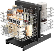 View 36" Blind Corner Pull Out Organizer,2 Tier 4 Shelf Kitchen Cabinet Organizer, Chrome Carbon Steel Storage Basket, Left Open & Right Open Compatible,for Blind Corner Kitchen or Bathroom Cabinet image 1