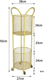 View 2-Tier Laundry Hamper with Wheels, Iron Basket for Bedroom, Bathroom, Dorm, Large Capacity Clothes Room, Easy to Move & Store image 2