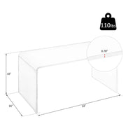 View 32" Clear Acrylic Waterfall Coffee Table, 20mm Thick Rectangle Modern Transparent Table for Living Room image 6