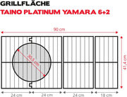View TAINO PLATINUM YAMARA 6+2 Gasgrill Edelstahl 6 Brenner Keramik Sear-Burner Keramik Backburner Piezo-Zündung Grillrost Gusseisen image 6