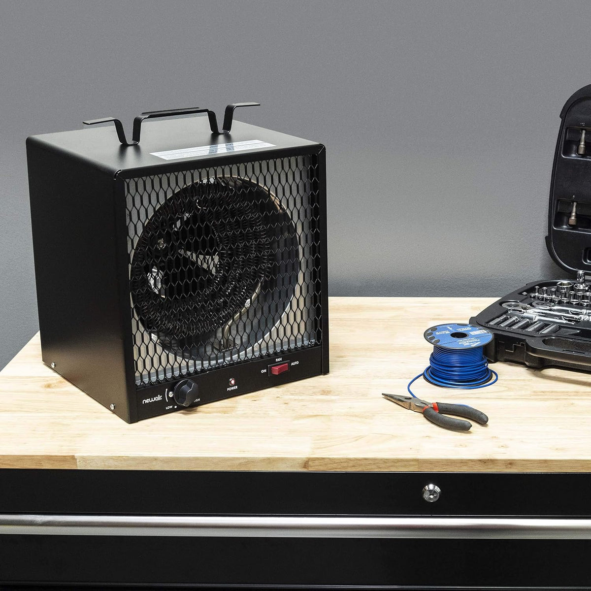 Portable Heater (240V) Portable Electric Garage Heater Heats Up to 600 sq. ft. with 6-Foot Cord Wrap and Carrying Handle | 5600 Watt Portable Electric Shop Heater for Garage and Work Shop