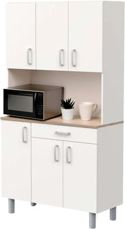 View Miroytengo Kitchen Side Cabinet, Kitchen Cabinet, Buffet Kitchen Cupboard 6 Doors White and Oak Kronberg 101 x 185 cm image 1