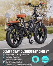 View 1000W Electric Bike for Adults, 48V 15Ah Removable Battery, 20-Inch x 4.0-Inch Fat Tires image 6
