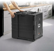 View Food tray transportation box, 95-gallon insulated box for the catering industry, LLDPE food tray box with double clasps, front-mounted food heater with handle, suitable for stacking end loaders in restaurants, canteens, etc. black image 4