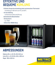 View METRO Professional Mini-Kühlschrank GPC1046, Edelstahl/Glas, 43 x 48 x 51.5 cm, 46 L, schwarz image 4