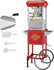 View Popcorn machine, 12-ounce pot capacity, 1440-watt countertop popcorn machine, can produce 80 cups per batch, cinema-style popcorn machine, equipped with 3 switches for control, steel frame, tempered glass door, 1 pot, 2 spoons, red version image 1