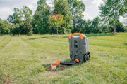 View 28-gallon portable camping vehicle/rv travel tank | Equipped with 2 controllable non-flat-front wheels and built-in valve | Includes detachable 24-inch tow bar, 3-foot sewage hose and other RV accessories image 4