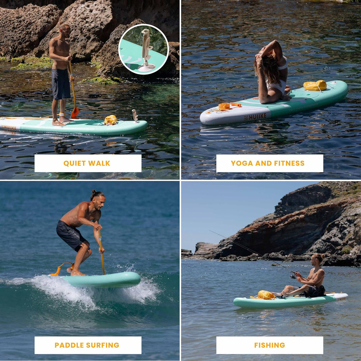 HUIIKE Inflatable Paddle Board for Adults with Accessories Included, Oar, Fins, Pump. Stand Up Paddleboard Great Stability and Resistance. 10’ x 33" x